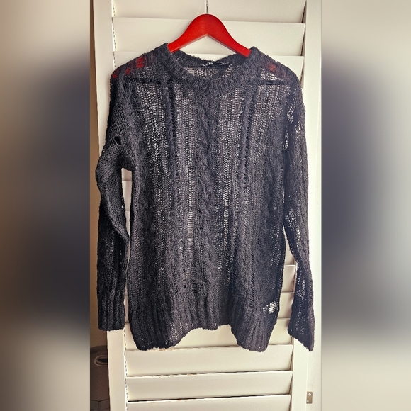 ZARA Knit Sweater Sheer Black long sleeves size XS S M Oversized - Picture 2 of 6